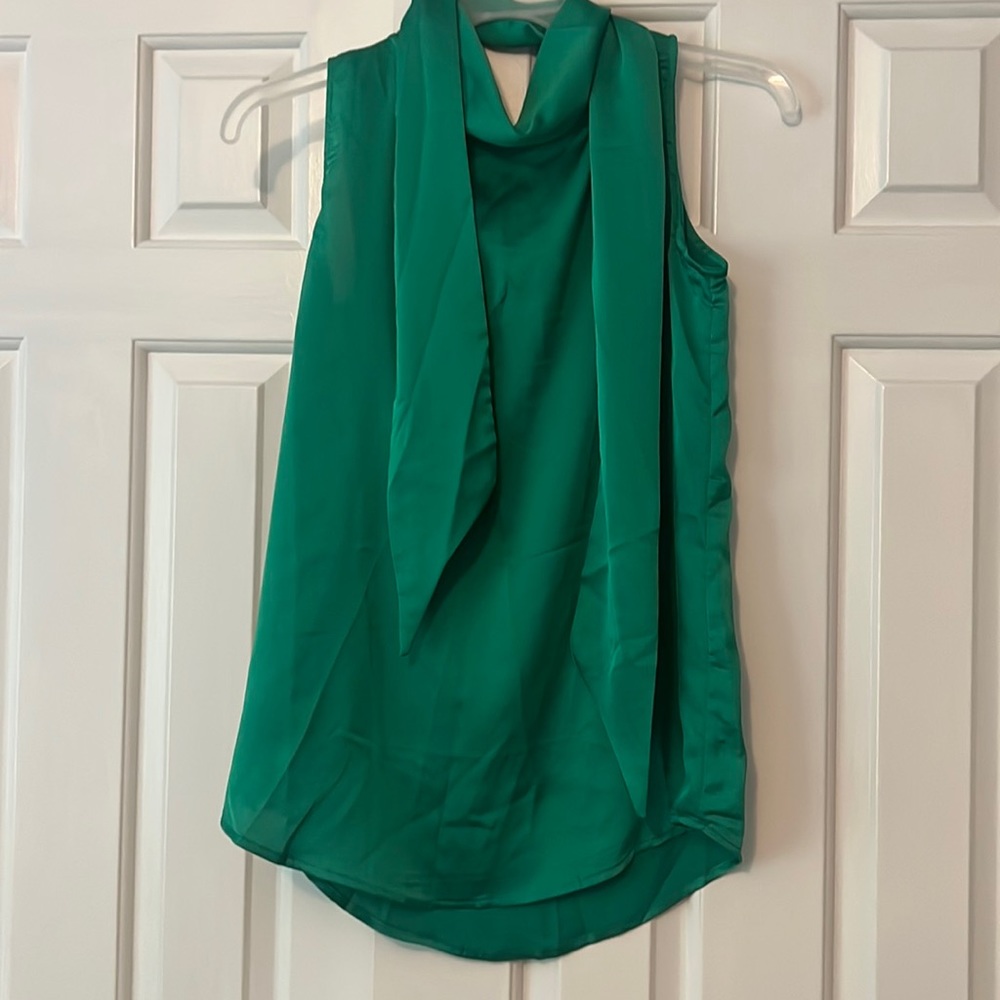 Green silk top